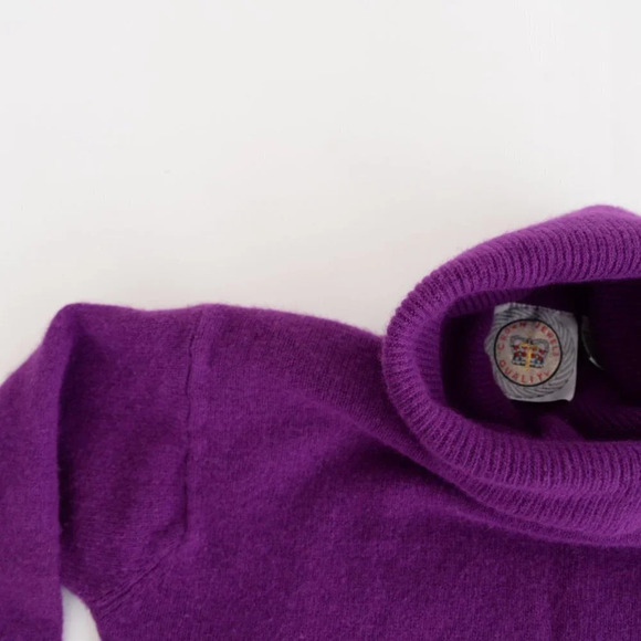 Crown Jewels Purple 50% Lambswool  40% Rabbit Hair Turtleneck Sweater Small - Picture 10 of 11